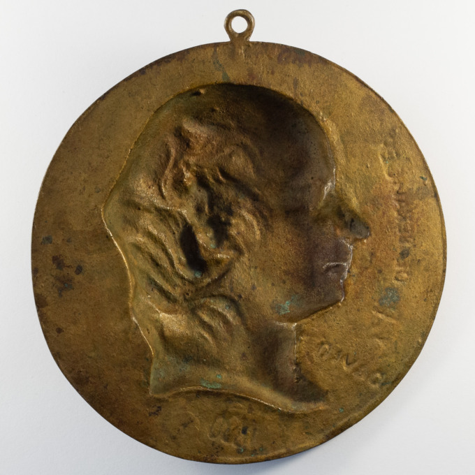 Médaille - Grande plaque - Pierre-Jean de Béranger - Signée par David d'Angers - revers