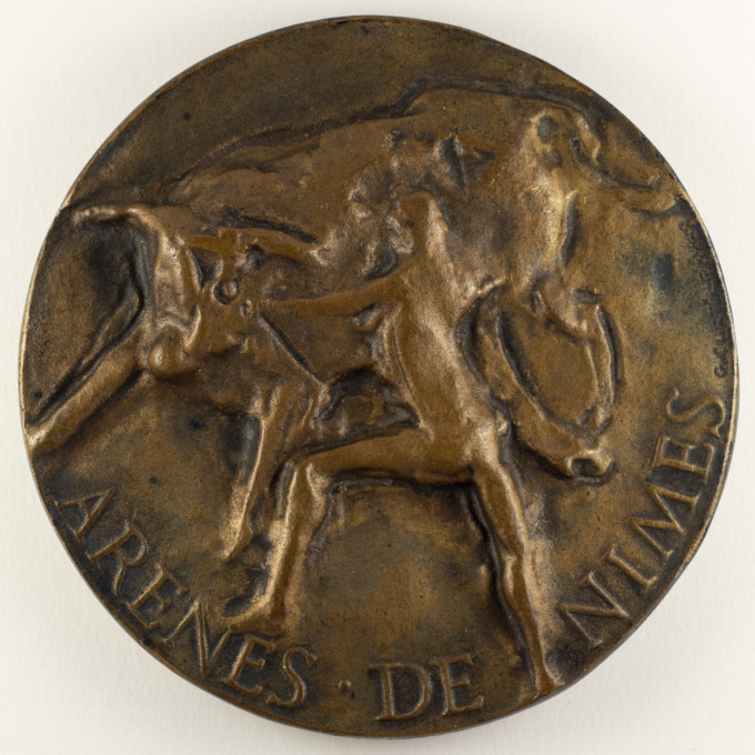 Médaille Arènes de Nîmes - Tauromachie - Signée par Gilberte Curtil-Boyer - avers