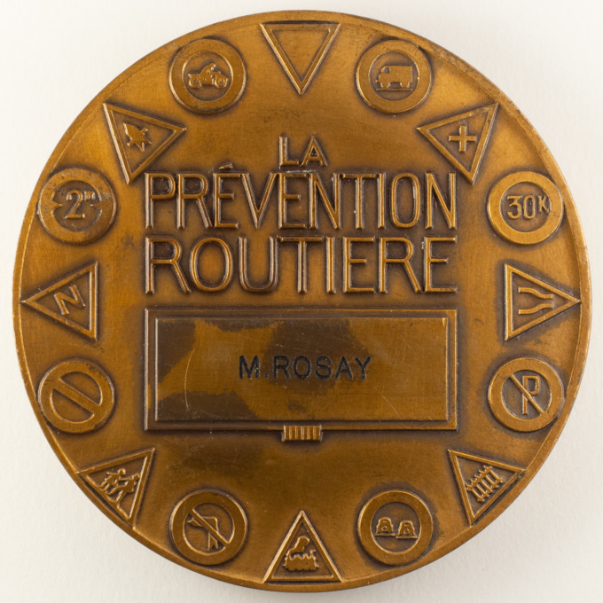 Médaille La prévention routière - signée par Pierre Turin - revers