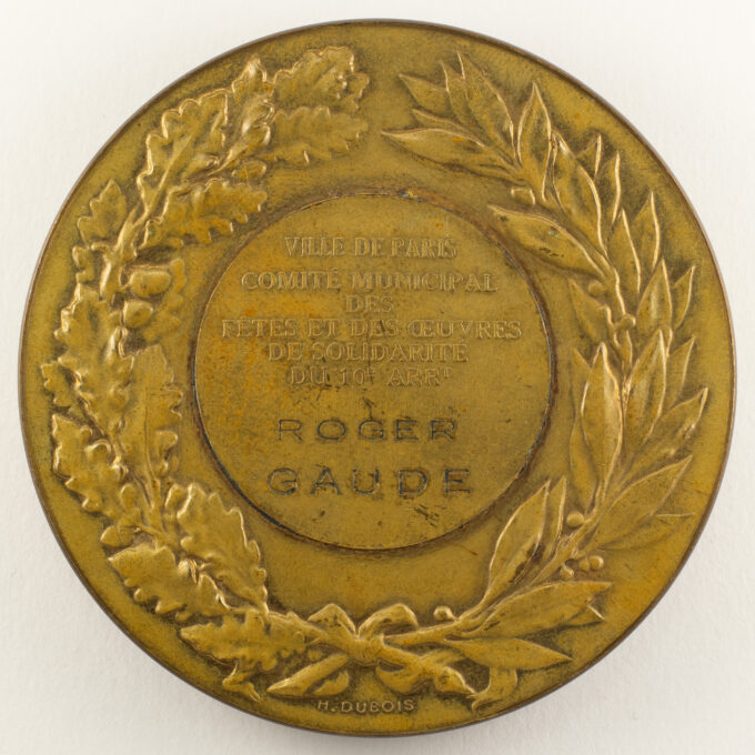 Médaille L'étude - Paris 10e - Comité des fêtes - par A. Morlon et H. Dubois - revers