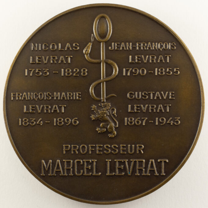 Médaille Professeur Marcel Levrat - Lyon - signée par Paul Penin - revers